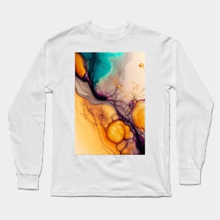 Orange Glam - Abstract Alcohol Ink Resin Art Long Sleeve T-Shirt